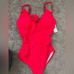 Red maternity swimsuit